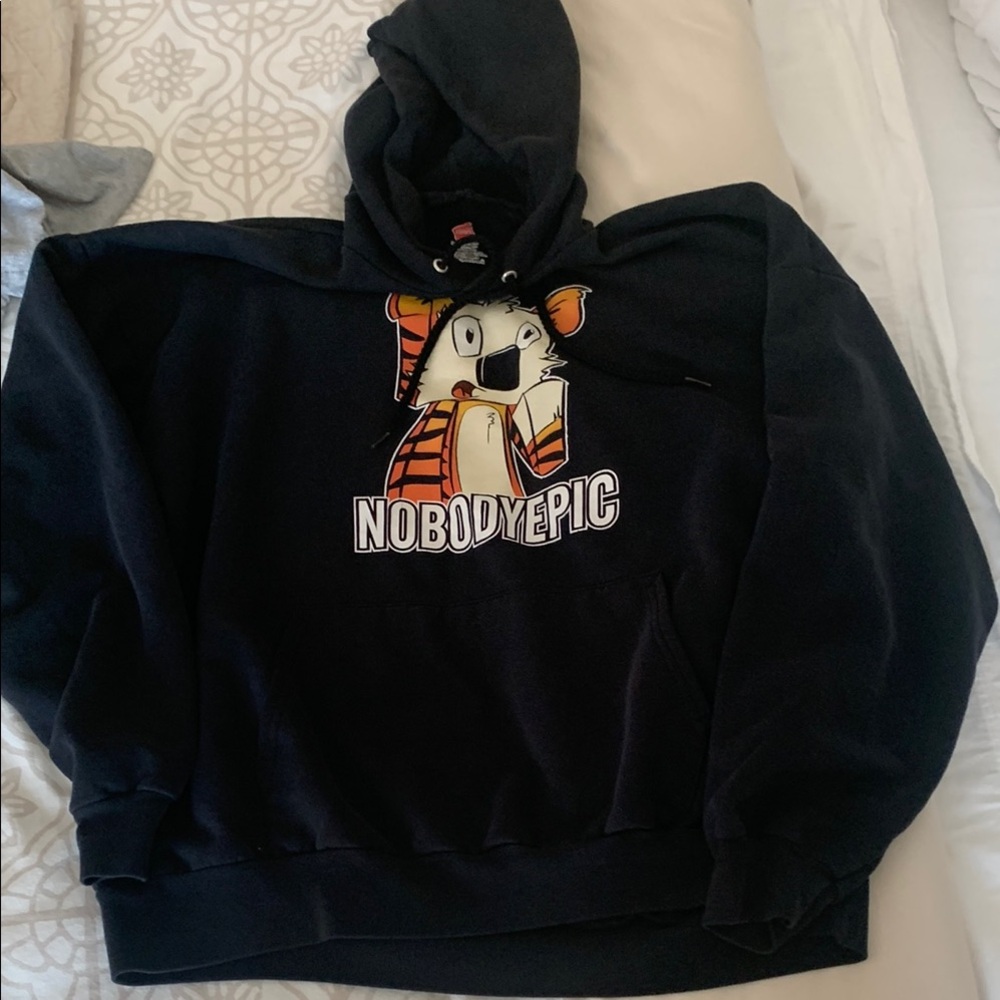 Black Hoodie with Cartoon Graphic